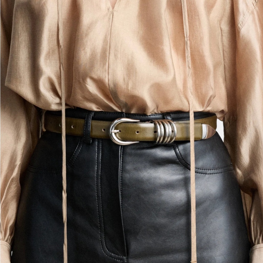 Déhanche Khaki Green and Silver HollyHock Belt